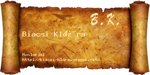 Biacsi Klára névjegykártya